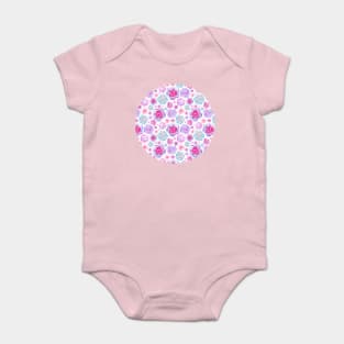 Pink and Purple Flowers Pattern Baby Bodysuit